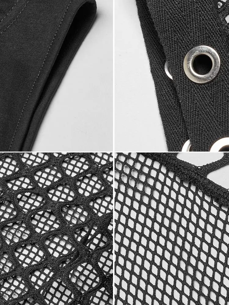 Платье в стиле панк PQ513 женское ассиметричное Сетчатое платье из двух предметов