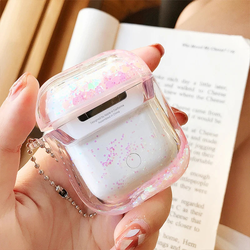Жидкий зыбучий песок блеск ударопрочный чехол для Airpods 2 1 беспроводной чехол для наушников прозрачный защитный чехол для наушников