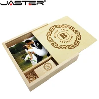 jaster free logo walnut wood photo album usbbox usb flash drive memory card pendrive 32gb 16gb 64gb photography wedding gift