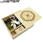 Фотоальбом JASTER из орехового дерева с бесплатным логотипом, usb + коробка, флеш-накопитель, карта памяти, флешка, 32 ГБ, 16 ГБ, 64 ГБ, свадебный подарок для фотосъемки