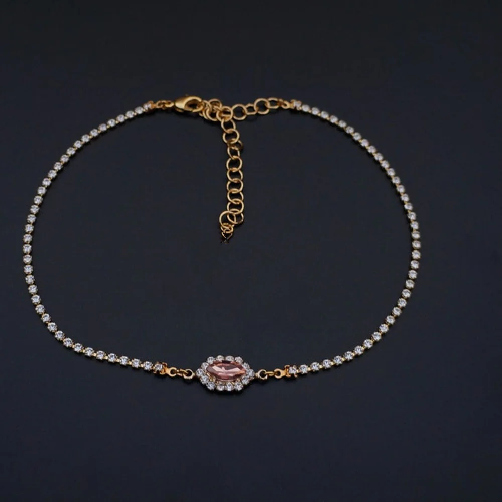 Роскошное ювелирное изделие Подарочный чокер с кристаллами ожерелье цепочка до