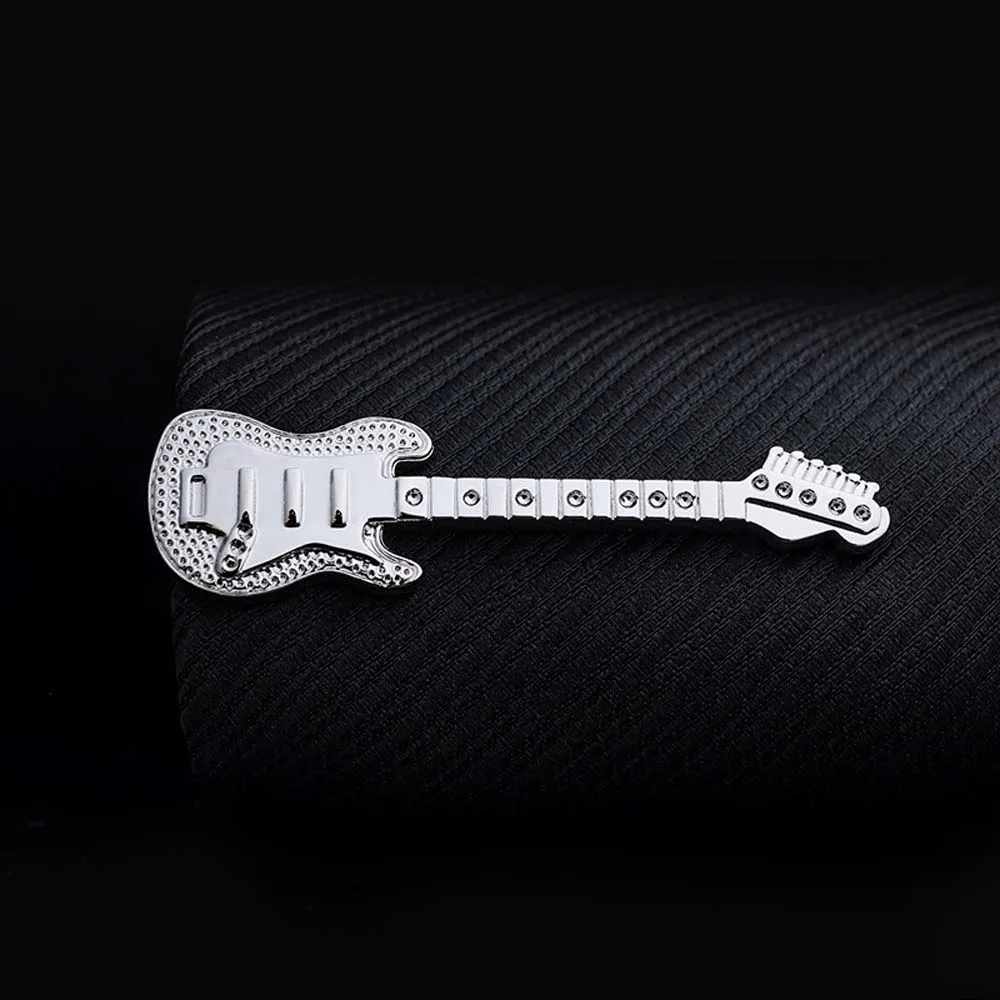 

1pc Men Tie Clip Fish Bone Leaf Guitar Feather Saxophone Multiple Styles Silver Color Metal Tie Clip Tie Bar Necktie Clips Gifts