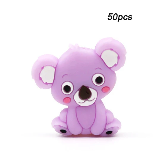 lavender fog LOFCA 50 шт. силиконовые бусины Koala пищевой BPA-Free силиконовые бусины для изготовления детских прорезывателей пустышки цепи детский Прорезыватель игрушка - Цвет: lavender fog