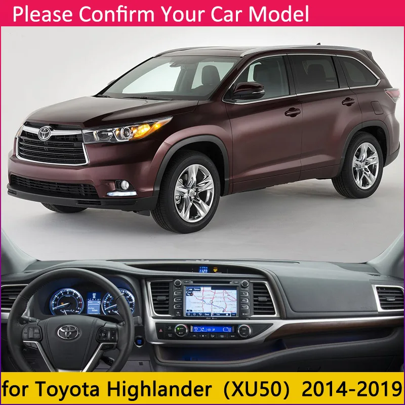 Для Toyota Highlander 2008~ XU40 XU50 Kluger Противоскользящий коврик на приборную панель солнцезащитный коврик для панели автомобильные аксессуары коврик - Название цвета: XU50 2014-2019