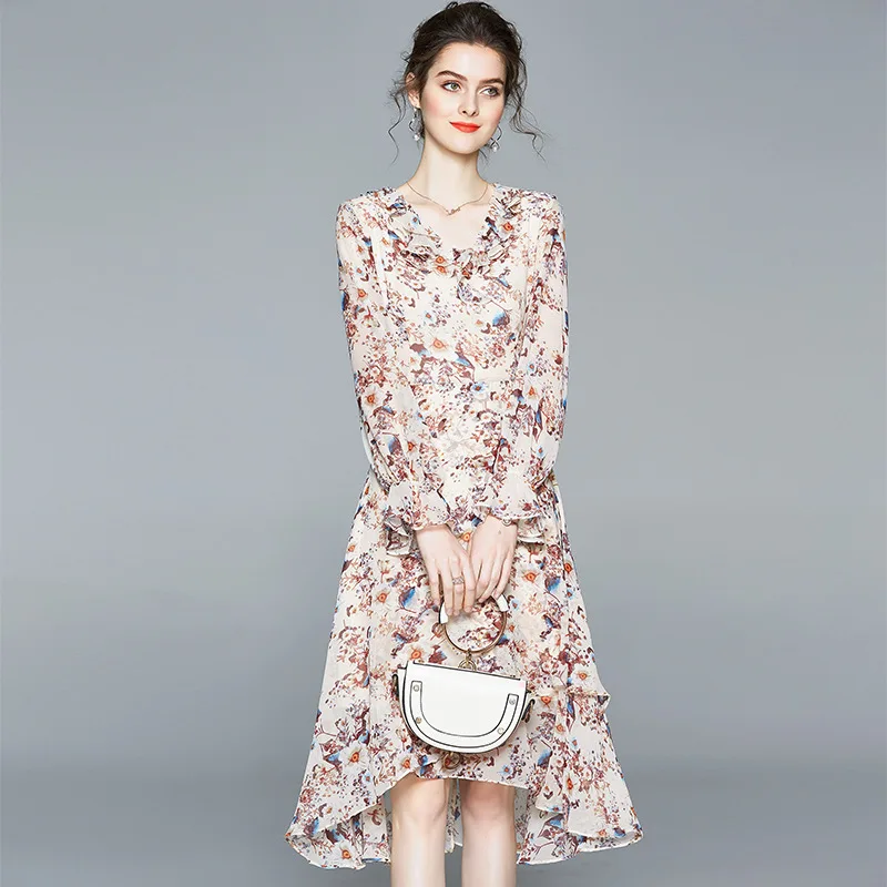 Элегантное женское длинное платье макси с цветочным принтом вечернее пляжное