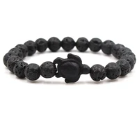 noble 8mm natural black volcanic lava stone 14 color bead bracelet black turtle bracelets for womenmen charm jewelry pulseras