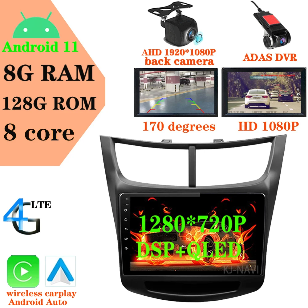 

Multimedia Player Navigation GPS Car Radio For Chevrolet Sail 3 2015-2018 4G LTE Android 11 8+128G WiFi QLED 1280*720p Bluetooth