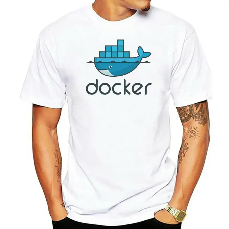 

Men T-Shirts Docker Devops Container Development Novelty Pure Cotton Tee Shirt Short Sleeve T Shirt Crew Neck Tops Gift Idea