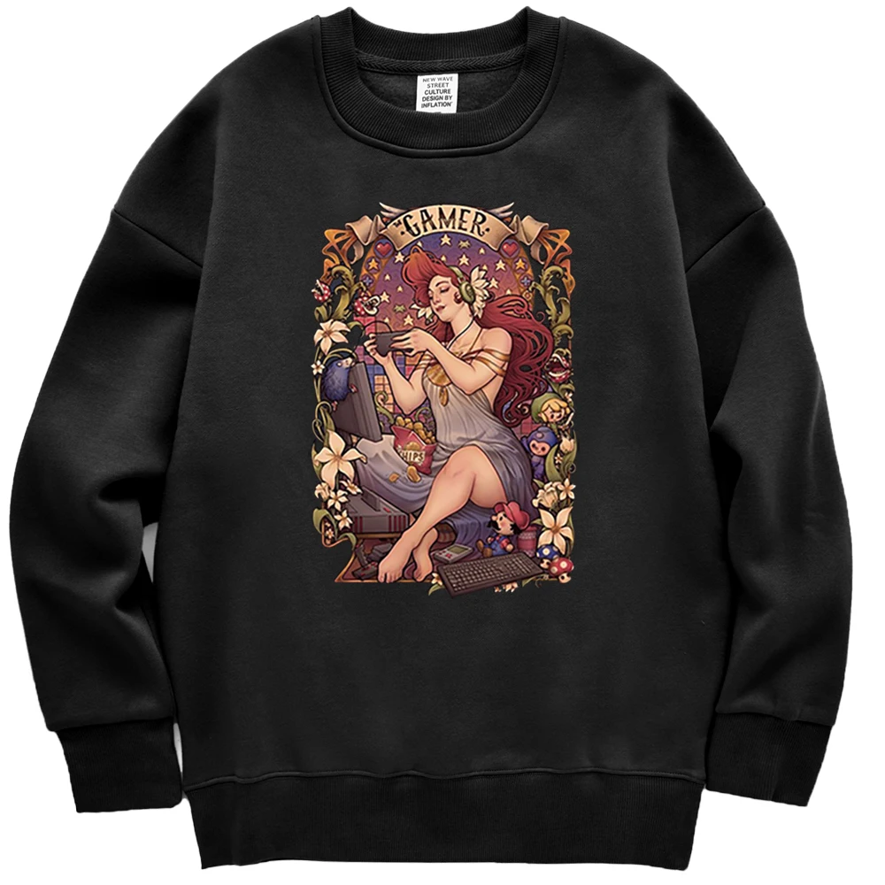 

Redhead Girl Play Game Hoodies Womens Harajuku Cartoons Clothes Autumn Pullover Sweatshirt Fleece Loose Women Hoody