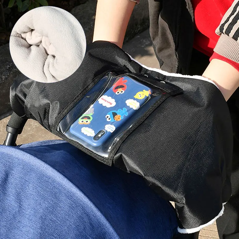 Перчатки для детской коляски Толстая плюшевая Водонепроницаемая ручная муфта