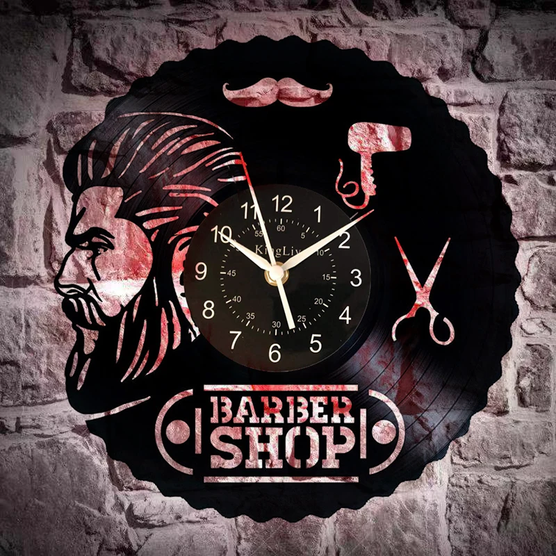 Парикмахерский салонный винил для волос настенные часы светодиодный виниловый