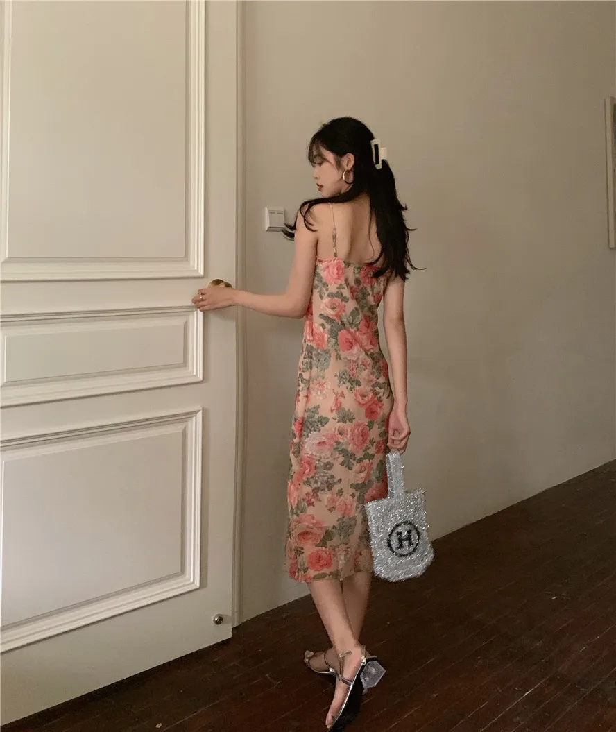 

New Elegant Summer Long Maxi Floral Print Sexy Backless Strap Women Dress YOU135