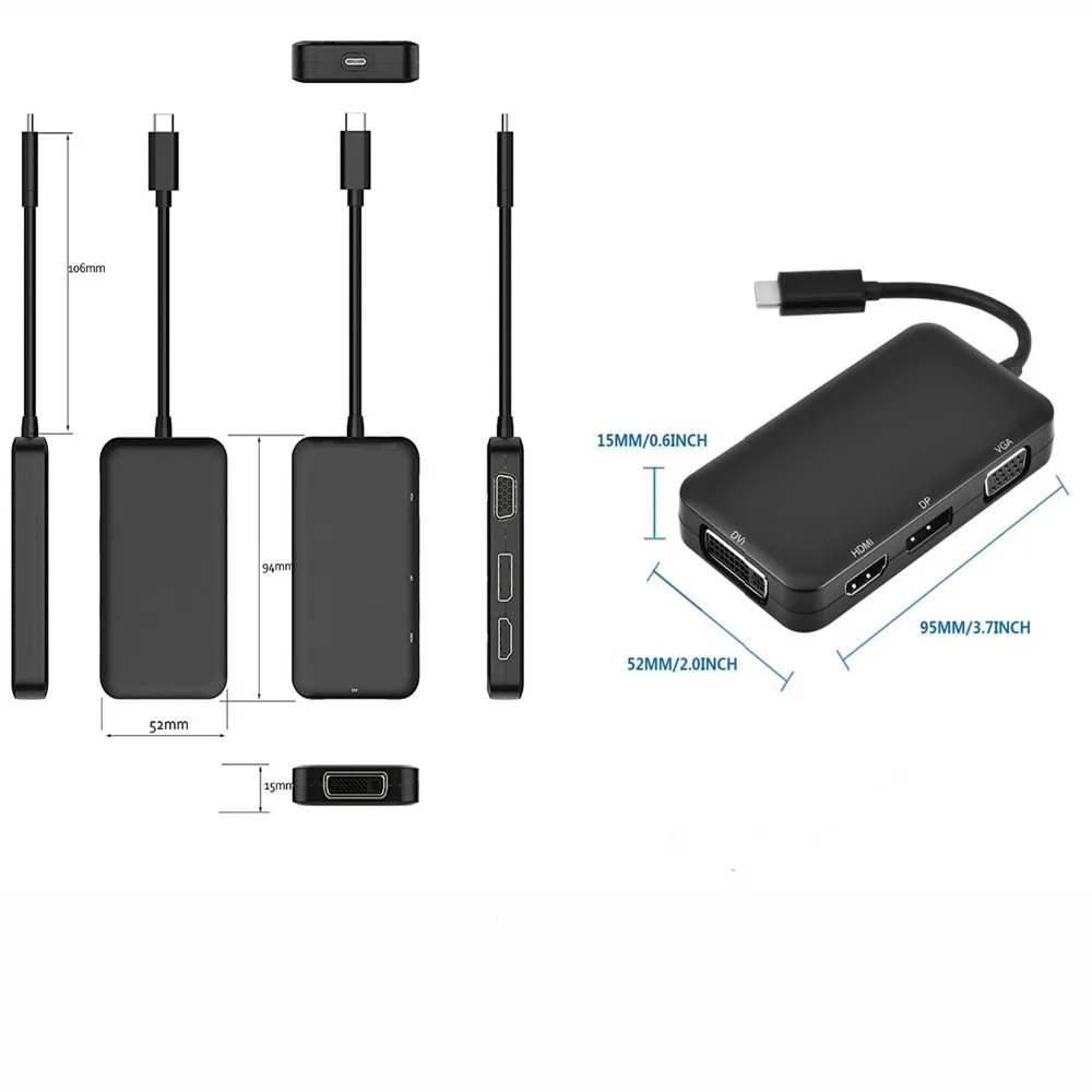 USB C HDMI VGA DP DVI 4K кабель Тип к адаптер для проектора HDTV монитора|Адаптеры Type-C| |