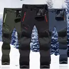 Мужские Зимние флисовые походные брюки Softshell, мужские уличные треккинговые рыболовные кемпинговые лыжные теплые дорожные водонепроницаемые брюки размера плюс 6XL