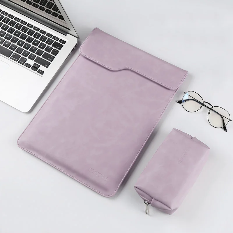 Purple V Set Водонепроницаемый Pu ноутбук рукав для Macbook Air Pro 13 рукав сумка для ноутбука 12 13,3 14 дюймов Сумка для ноутбука для Surface Pro 4 5 6 Чехол - Цвет: Purple V Set