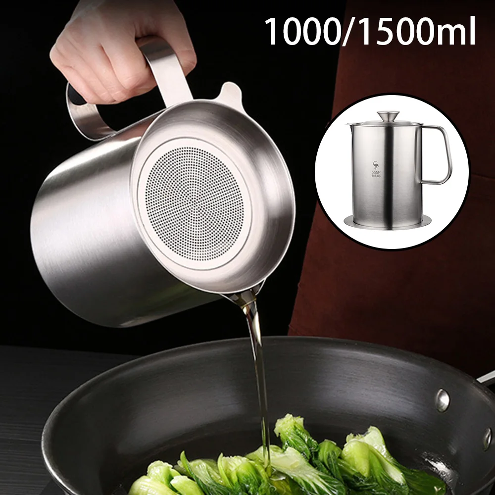 

Filter Oil Filter Pot Reuse Pot 1000/1500ML Silver Polished Restaurant