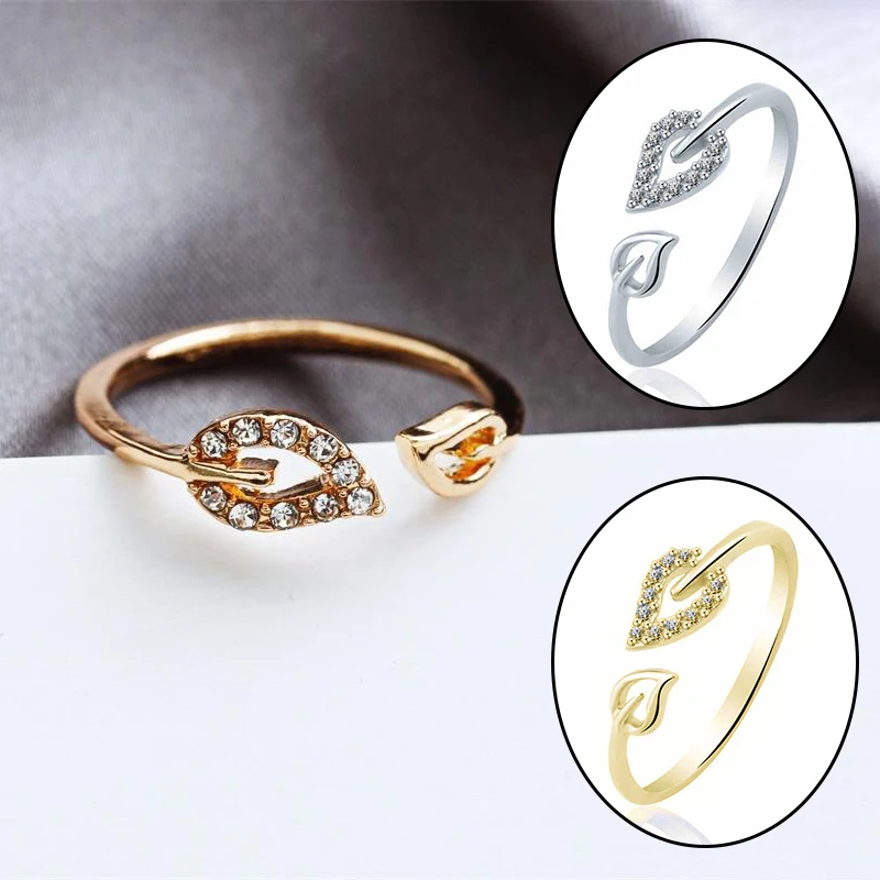

Korean Version Of New Girls' Literature And Art Small Fresh Women'S Ring Leaves Creative Opening Ring