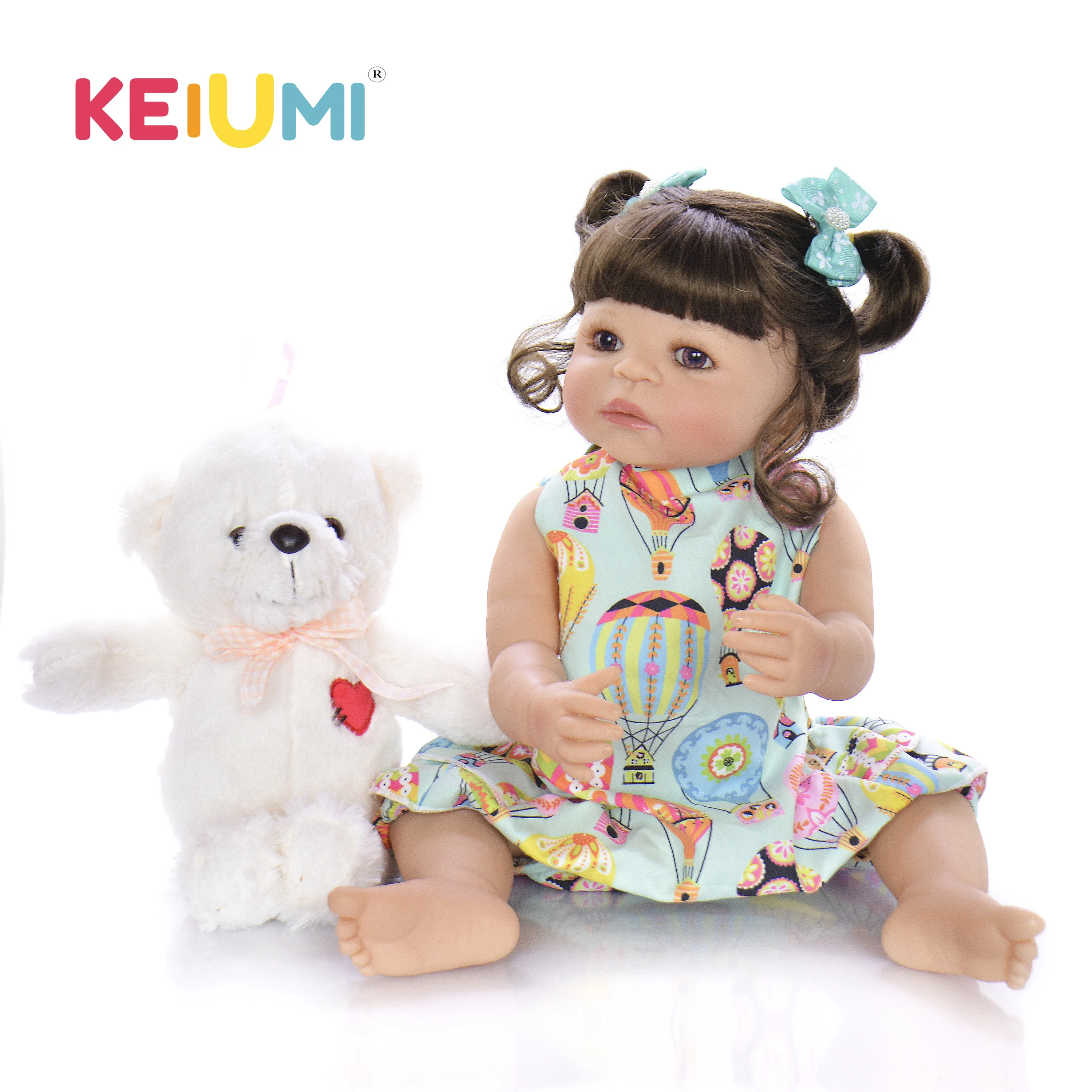 

KEIUMI Cute Reborn Menina 55cm Silicone Body Boneca Realistic Princess Reborn Dolls Babies Tailored Curls Kids Playmate Doll Toy