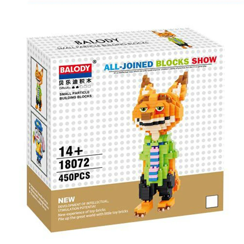

Micro Diamond Building Blocks Cute Cartoon Judy Rabbit Nick Fox Anime Figure 3D Model Mini Bricks Educational Toys for Children