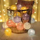 Светодиодная гирлянда с хлопковыми шариками, праздничное украшение для улицы, кемпинга, свадьбы, Рождества, вечеринки, интерьера, ночсветильник на батарейках