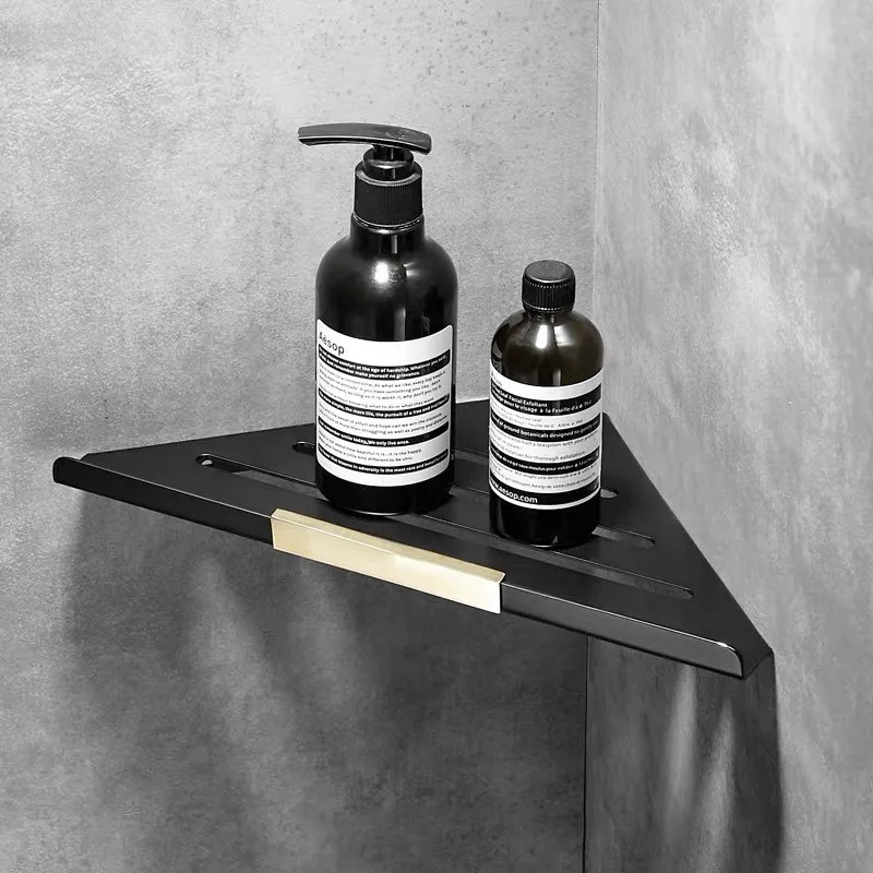 sus304 bathroom shelves black wall mount shampoo storage holder bathroom corner shelf kitchen storage bathroom accessories free global shipping