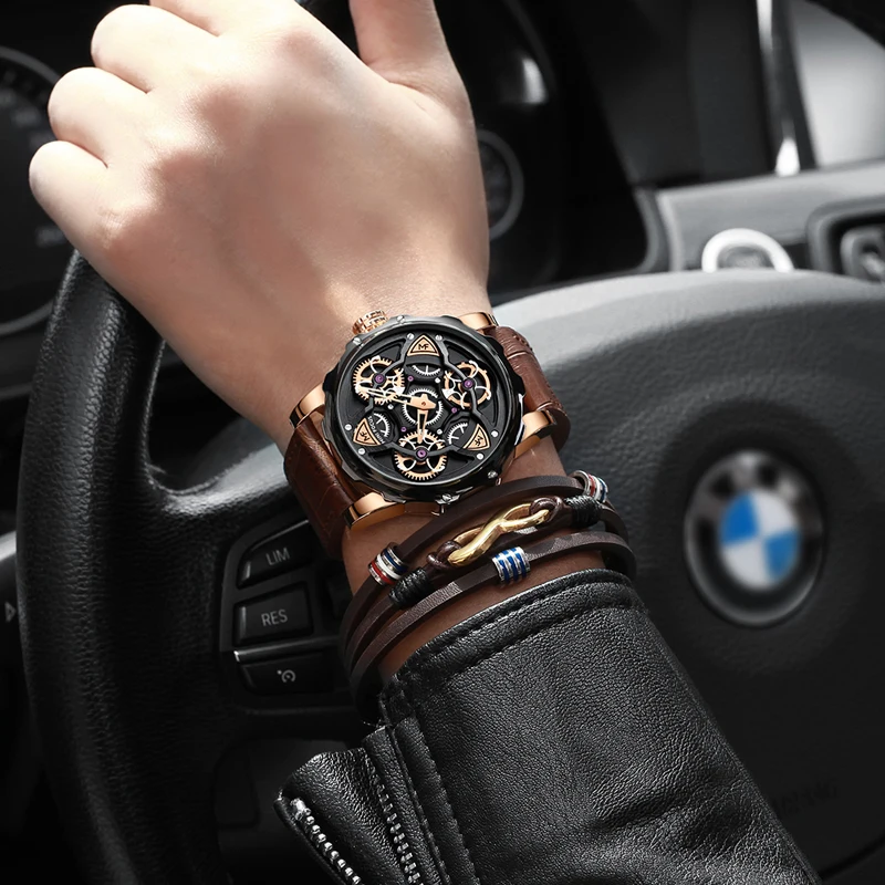 

Luxury Brand Men Analog Leather Sports Watches Brown Men's Army Military Watch Male Quartz Clock Relogio Masculino 2020 waches