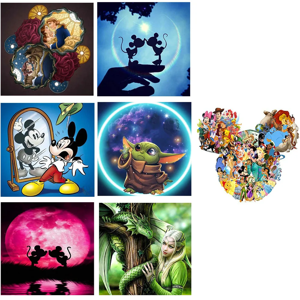 

Disney New 5d Diamond Embroidery Art Landscape Diy Full Diamond Mickey Mouse Diamond Painting Mosaic Home Decoration Gifts