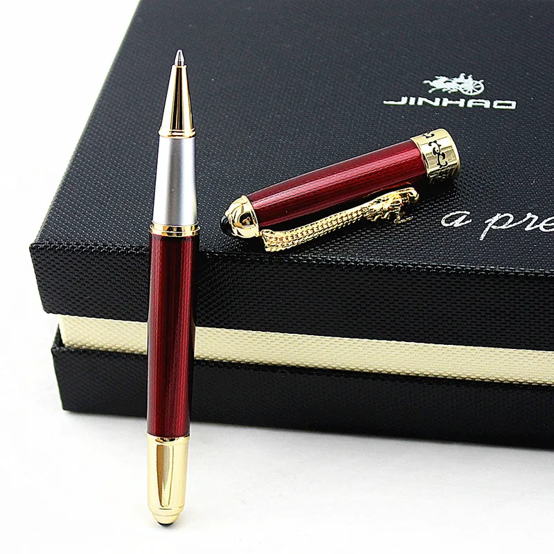 Jinhao1000 Dragon Clip 0,7 мм Ручка-роллер, средняя точка, черные чернила, серебро, золото, черный металл, подарочные шариковые ручки, офисные принадлежности
