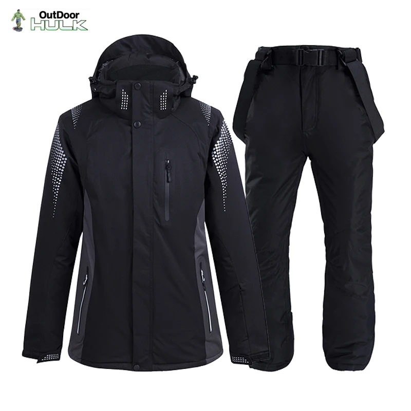 

Лыжный костюм для мужчин и женщин, зимняя плотная теплая ветрозащитная водонепроницаемая куртка для сноуборда и брюки, мужской спортивный ...