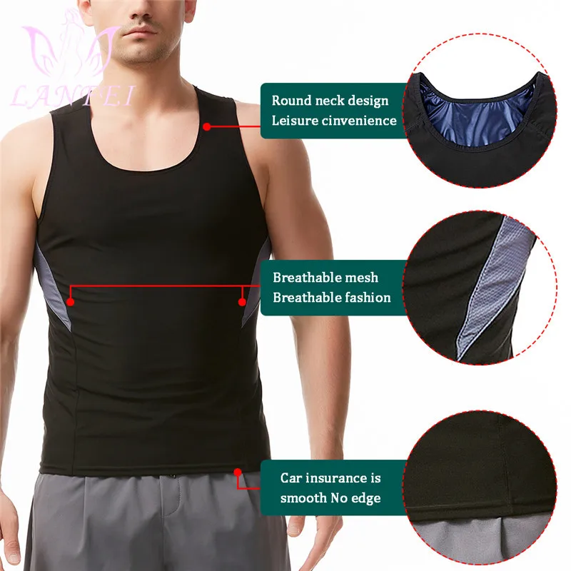 LANFEI Hot Sauna Sweat Vest Men Suits Shapewear Homme Corset Shirt Body Shapers Thermo Fat Slimming Compression Workout Tops