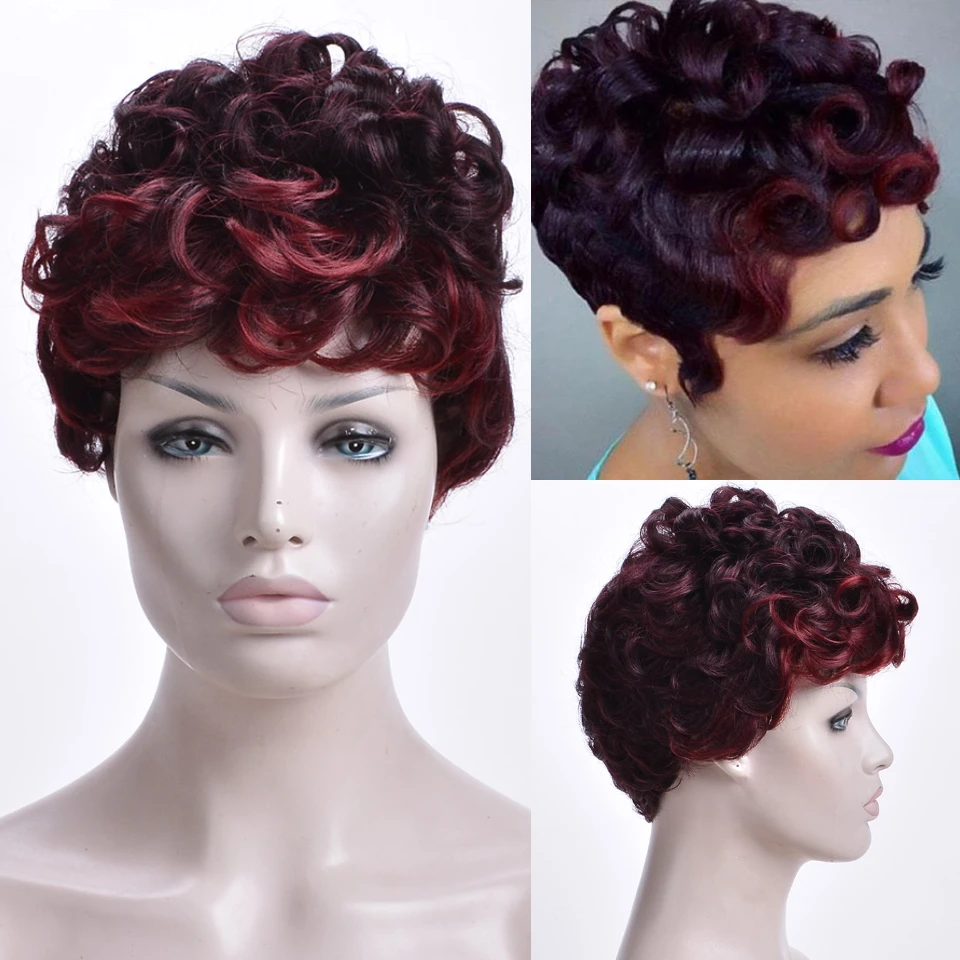 MSIWIGS женские афро короткие передние кудрявые Омбре Светлые Коричневые черные