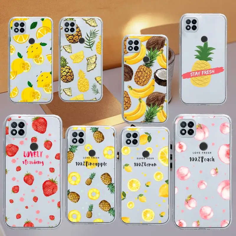 

Lemon pineapple strawberry fruit Phone Case Transparent for Xiaomi redmi note 8 9 10 11 t lite pro ultra mix 4 k40