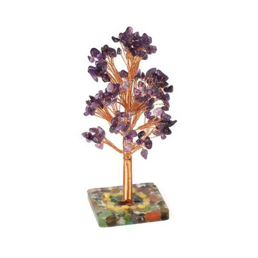 

LL Unique Style Natural Crystal Stone Amethyst Gravel Handmade Wire Wrapped Lucky tree Beautiful Ornamentation Gift Jewelry