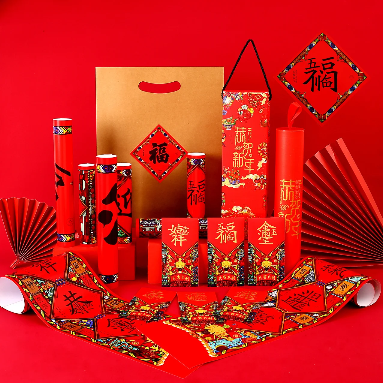 

Couplet Gift Box Advertising Couplet Big Gift Bag Bronzing Creative Spring Festival Couplet
