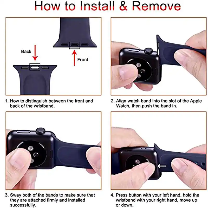 

Silicone Strap For Apple Watch Band 44mm 40mm 38mm 42mm Rubber Belt SmartWatch Bracelet WatchBand For iWatch Series SE 6 5 4 3 2