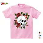 Детские футболки, новинка 2020, футболка для ночного спорта GUNS N ROSE, Мужская футболка для мальчиков, летняя хлопковая черная футболка в стиле панк с черепом и розой