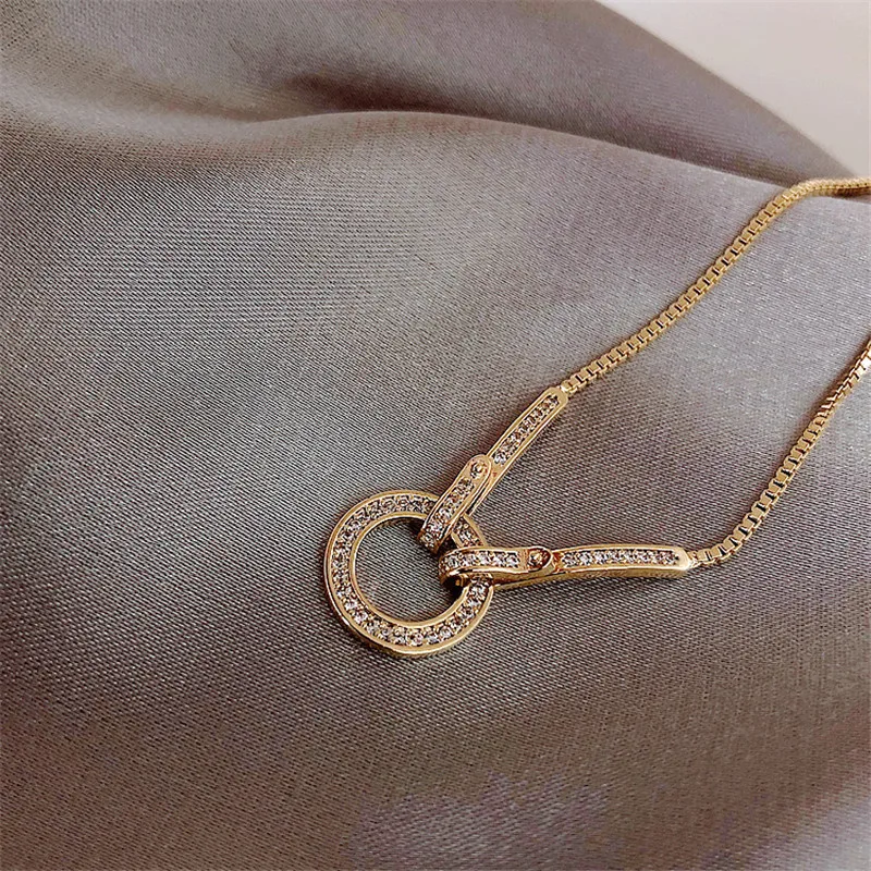 Модный простой кулон браслет с фианитами класса ААА для женщин Круглый Блестящий