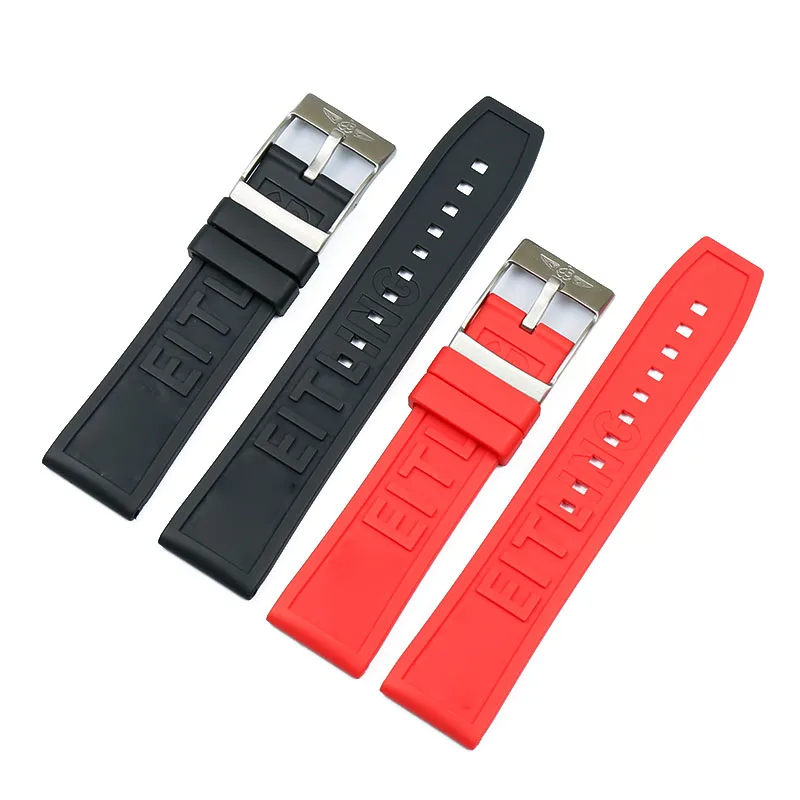22mm24mm sports rubber strap men's watch accessories pin buckle for Breitling Avenger Blackbird Super Ocean wristband watch band