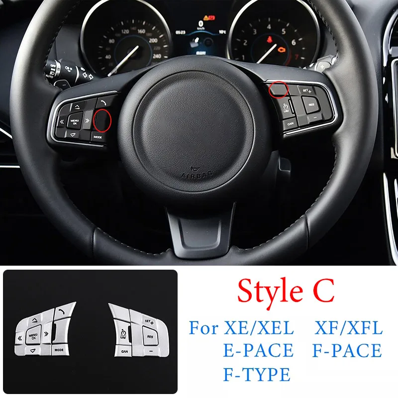 

For Jaguar XE XF F-PACE E-PACE F-TYPE Aluminum Alloy Silver Car Steering Wheel Button Sequin Decorative Sticker Car Accessories
