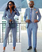 fashion blue plaid mens suit suit women shawl lapel casual groom wedding tuxedos slim fit 2 pieces jacket pants suit for women