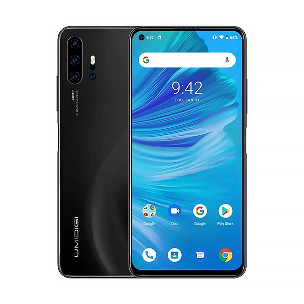 Синий UMIDIGI F2 глобальная версия 6 ГБ 128 ГБ NFC Android 10 6,5" FHD 32MP Selfie Helio P70 48MP AI Quad камера мобильный телефон 5150 мАч - Цвет: Синий