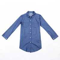 womens spring long sleeve casual denim blouse tops shirt dress with pockets
