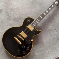 custom shop electric guitar in black colorhandmade 6 stings mahogany body gitaar with rosewood fingerboard