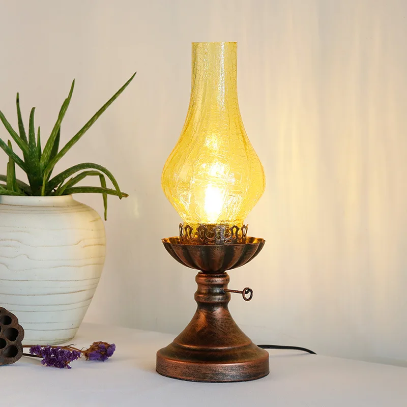 

Retro table lamp vintage kerosene lamp tea room bedroom bedside creative American classical study room decoration LB80716