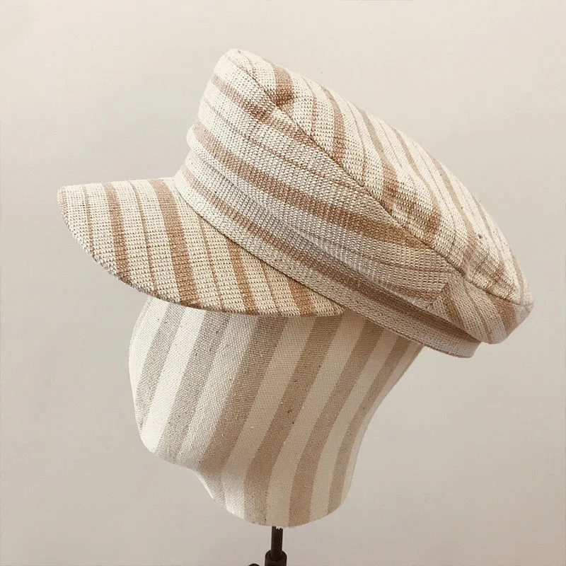Новинка 2020 модная женская хлопковая кепка в полоску весенне-летняя с плоским