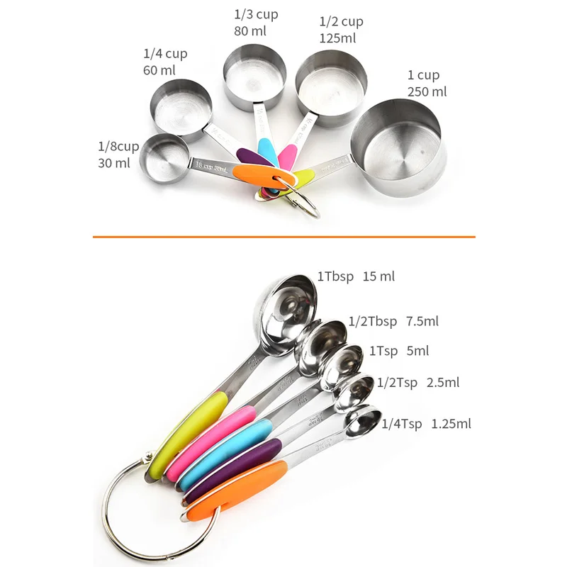 Набор из 10 мерных стаканчиков и ложек нержавеющей стали мерный набор чашка