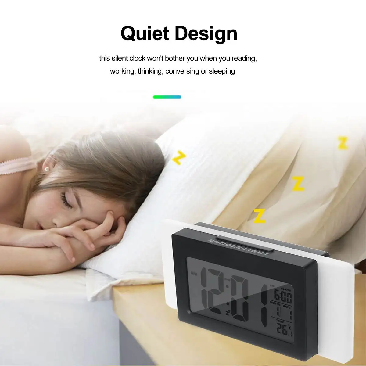 

Digital Alarm Clock With LCD Display Light Sensitive Backlight Snooze Electric Clock Smart Electric Digital Clock Indoor