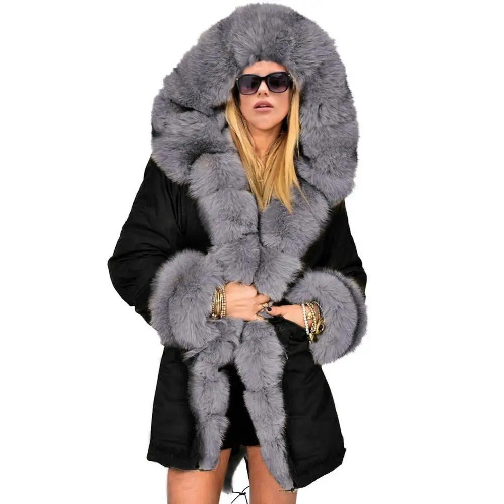 

Winter fashion Europe and the United States new self-cultivation warm Fur collar hooded coat