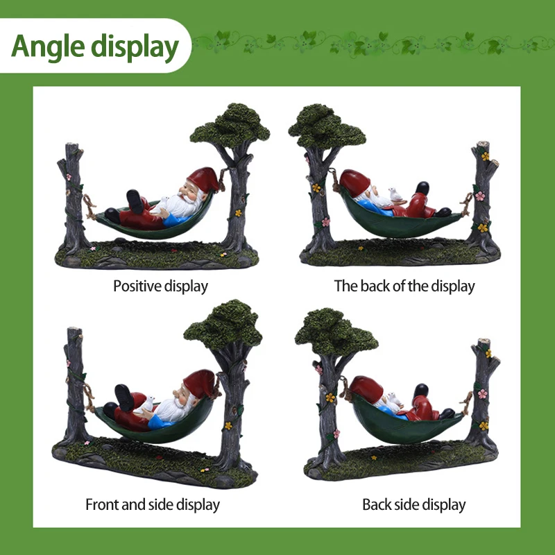 

Resin Crafts Display Mold Simulation Hammocks Gnome Statue Dwarf Figurine Statue Gardening Decor For Yard Lawn Home Office Decor