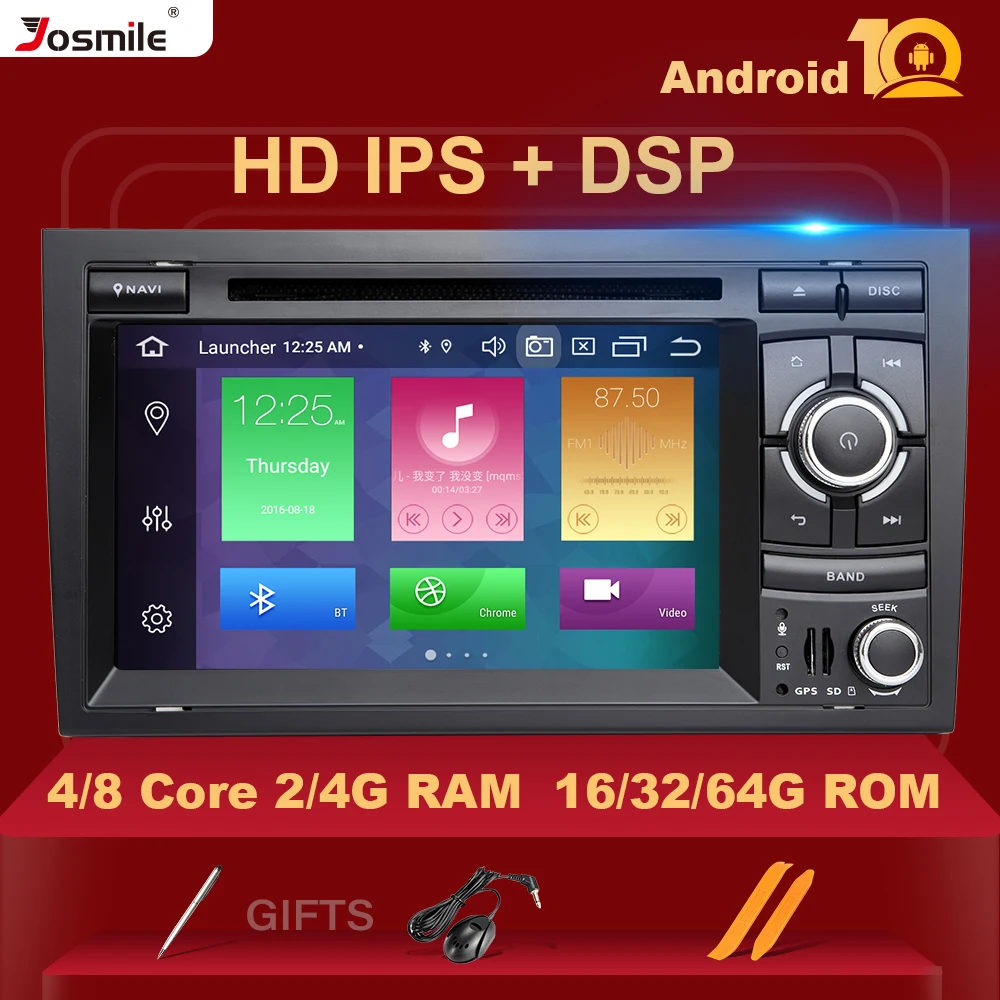 Автомобильный DVD плеер с радио 4 Гб DSP 2 Din GPS Android 10 для Audi A4 B8 S4 B6 B7 RS4 8E 8H B9 Seat Multimeida